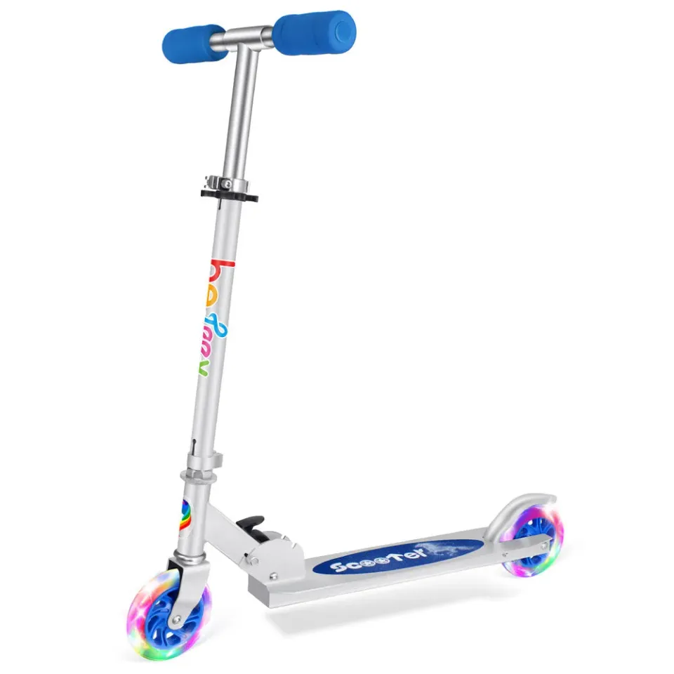 Beleev V1 2-hjulig sparkcykel blå lysande hjul