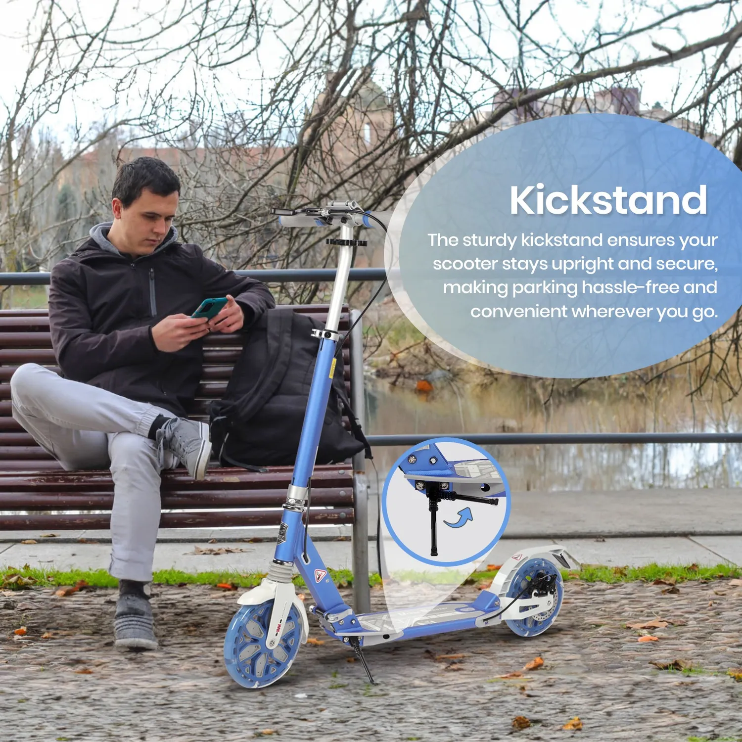 H.yeed sparkcykel blå 200 mm LED-hjul skivbroms