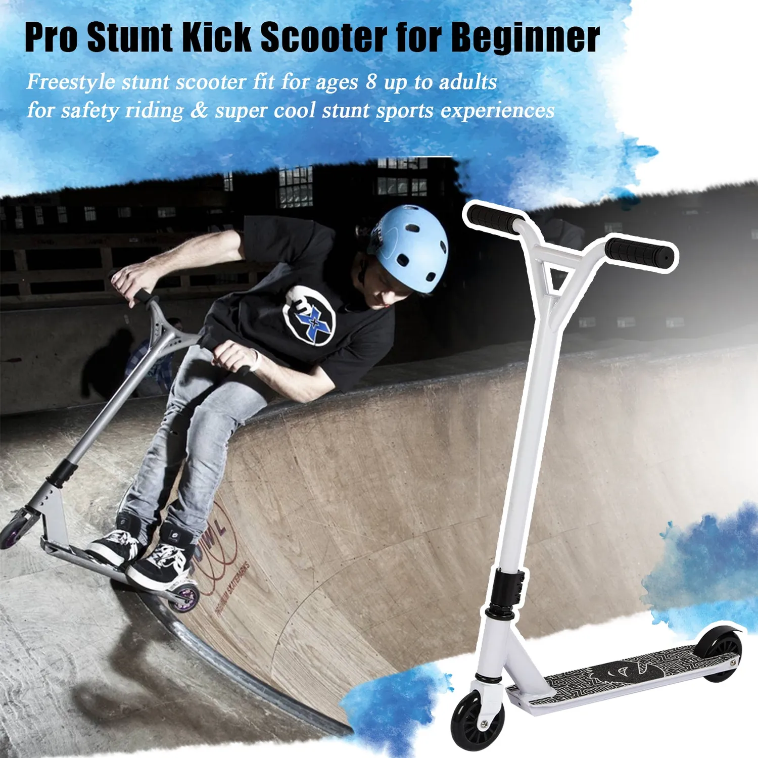 H.yeed Stunt sparkcykel trick 100mm vit aluminium