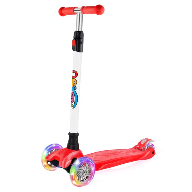 BELEEV 3-hjulig sparkcykel röd LED 120 mm 3-14 år