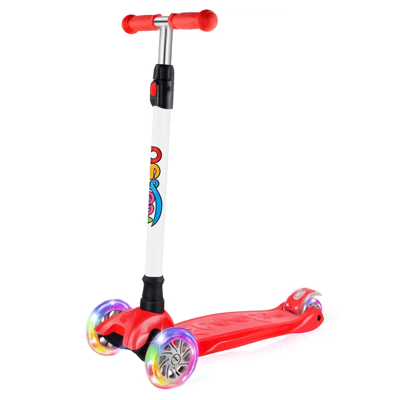 BELEEV 3-hjulig sparkcykel röd LED 120 mm 3-14 år