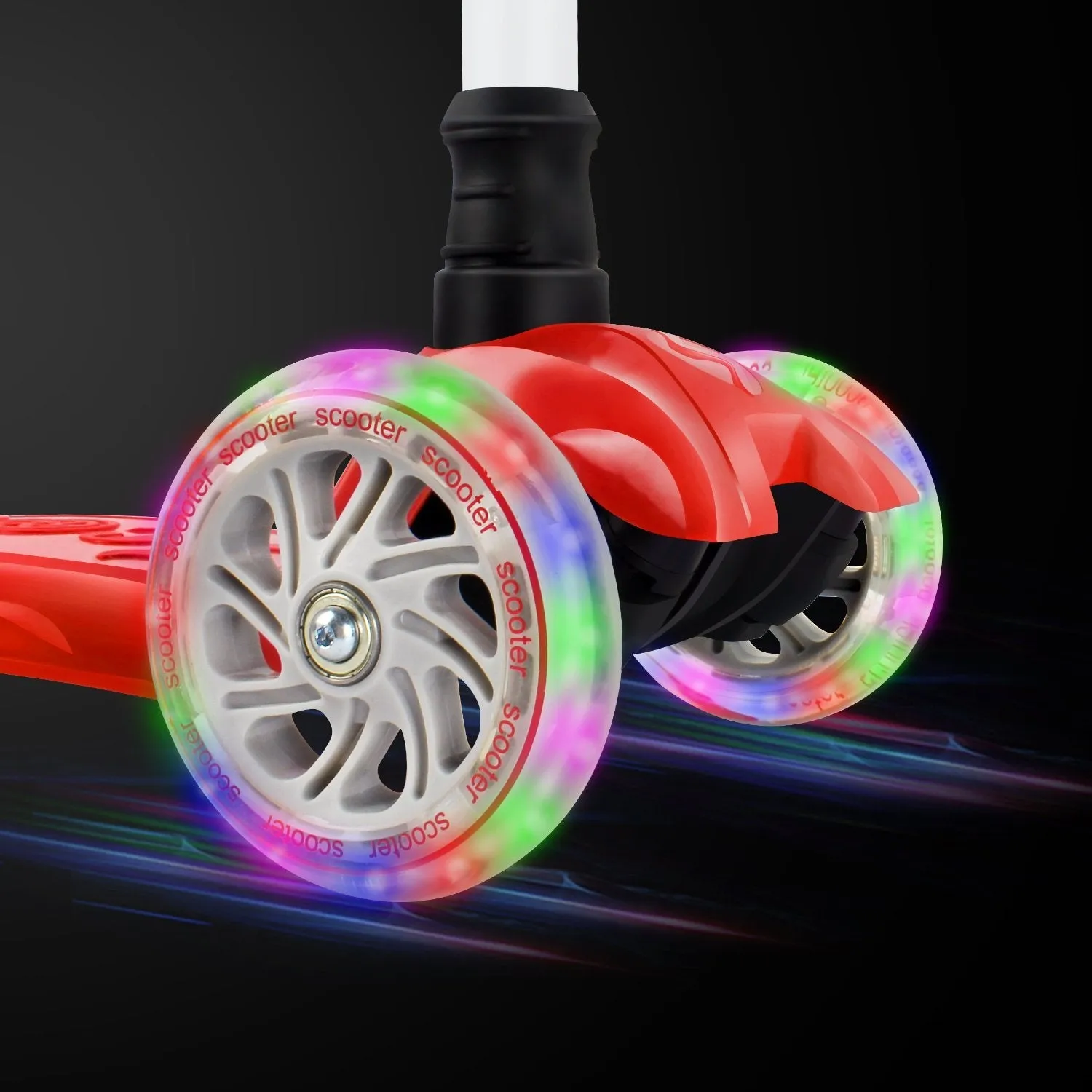 Beleev 3-hjulig sparkcykel röd LED-hjul småbarn