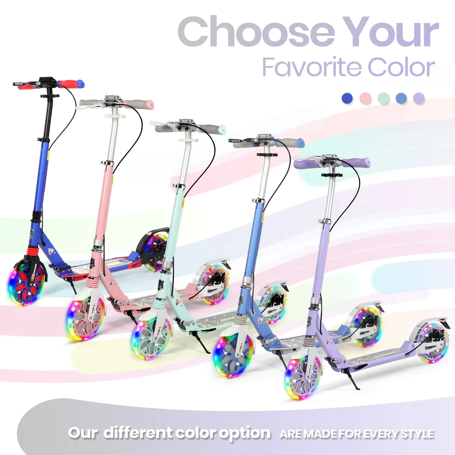 Hyeed Light Up sparkcykel lila med skivbroms