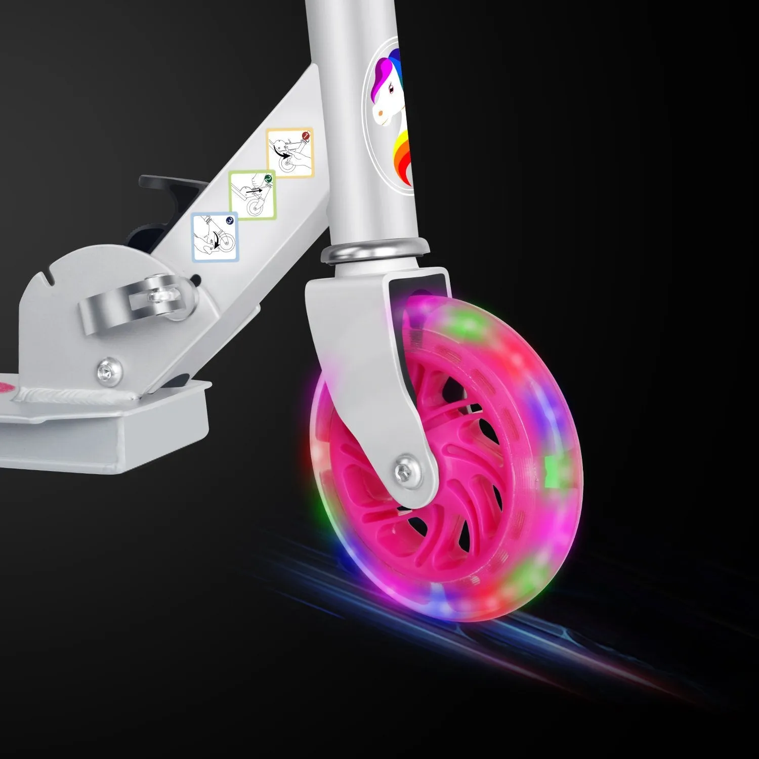 Beleev V1 2-hjulig sparkcykel rosa lysande hjul