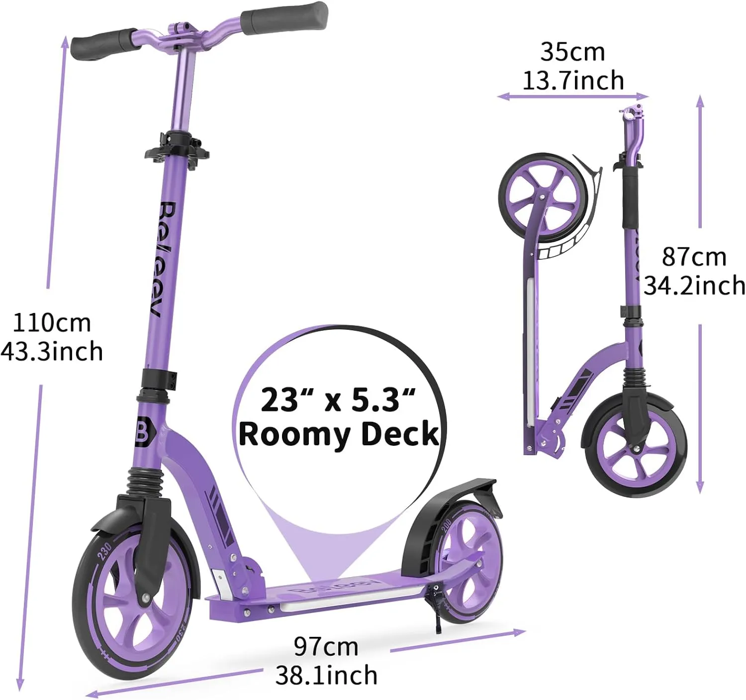 BELEEV sparkcykel lysande däck justerbar