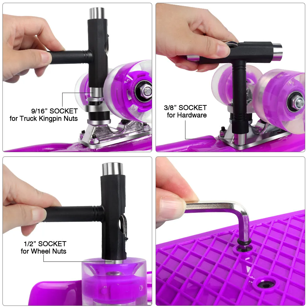 Beleev cruiser skateboard lila LED 22 tum