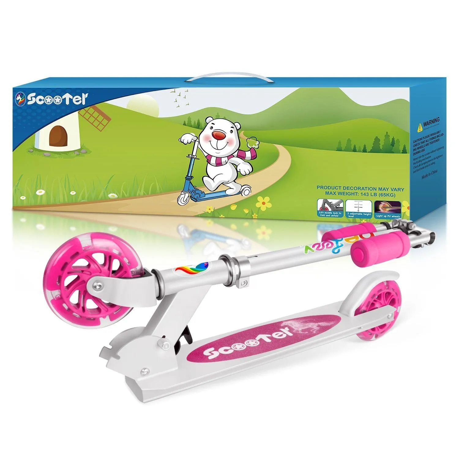 Beleev V1 sparkcykel rosa 120 mm LED-hjul