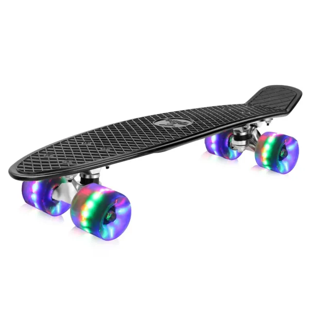 Beleev 22" cruiser skateboard svart LED-hjul