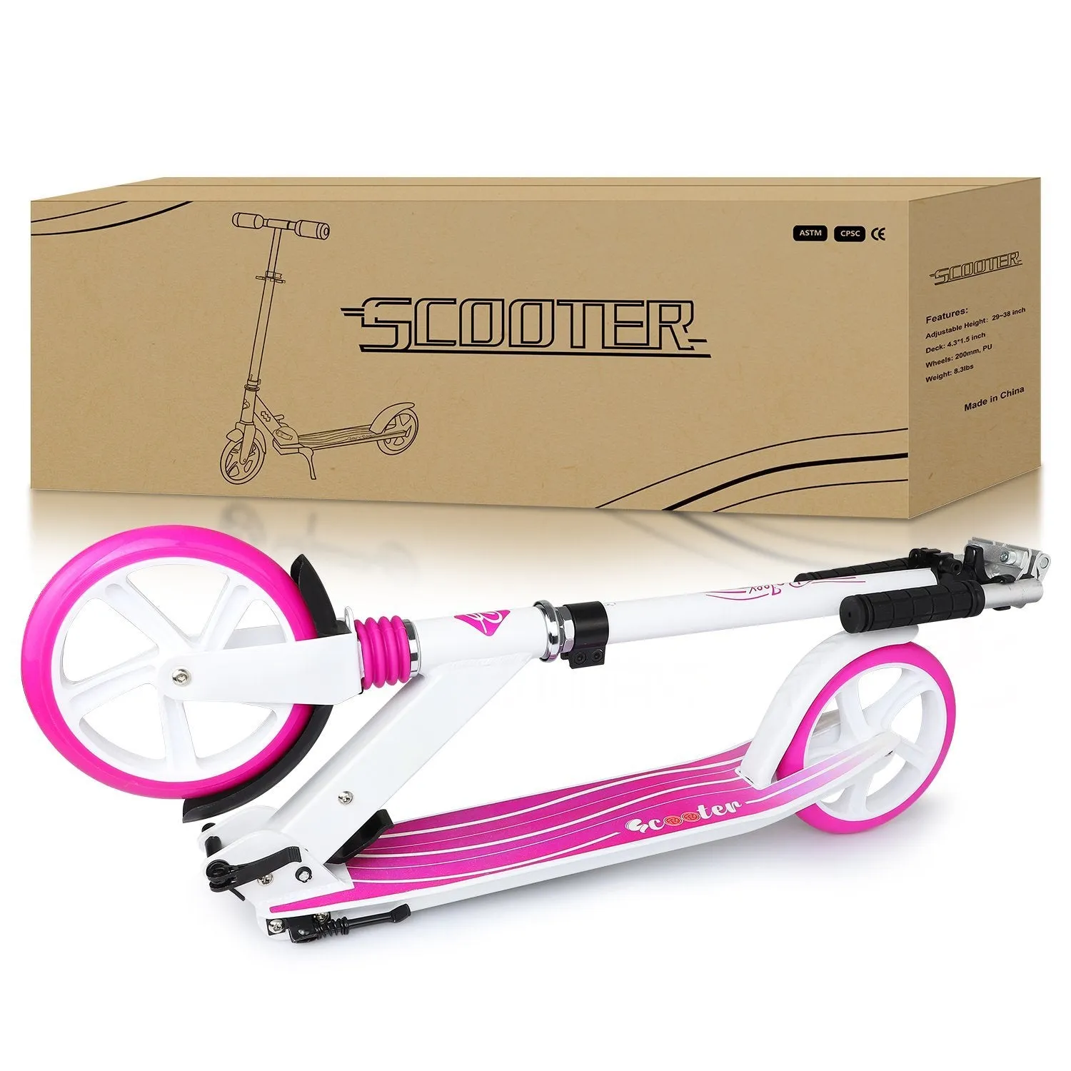 Beleev V5 sparkcykel rosa 200 mm stötdämpad
