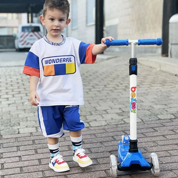 BELEEV 3-hjulig sparkcykel blå LED 120 mm 2-8 år