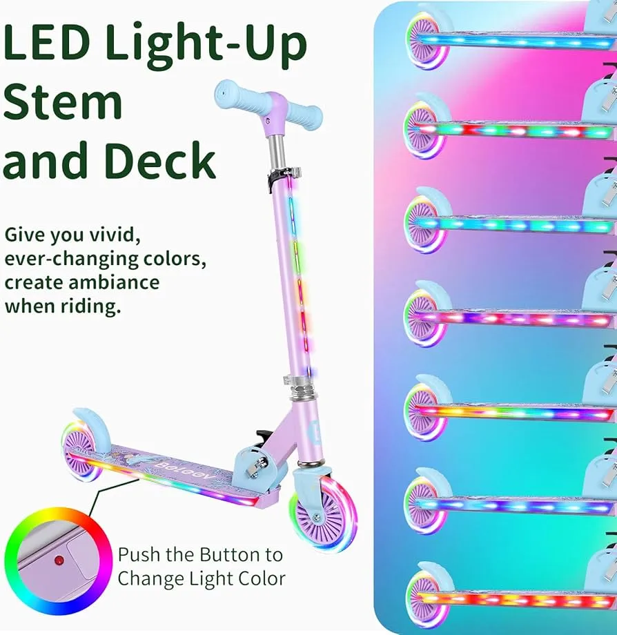 Beleev V2 2-hjulig sparkcykel lila LED