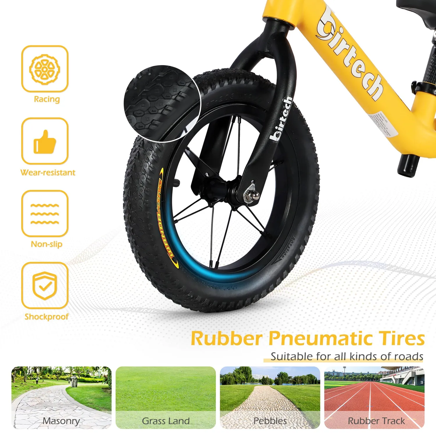 Birtech H.yeed springcykel gul 12" nylon