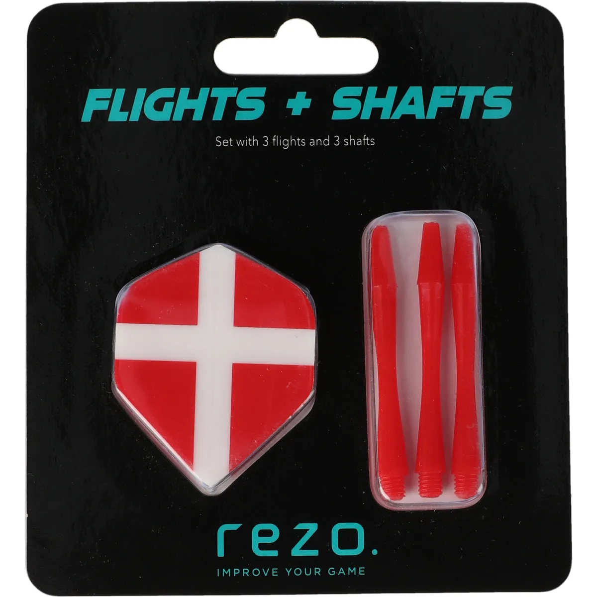 Rezo dartflights och nylonskaft set svart röd