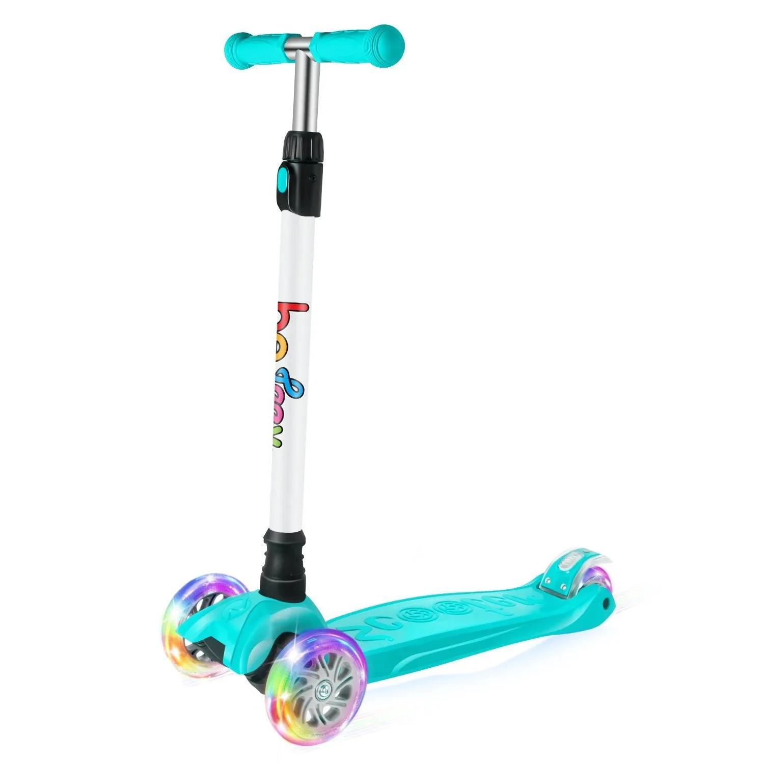 Beleev 3-hjulig sparkcykel barn blå LED-hjul