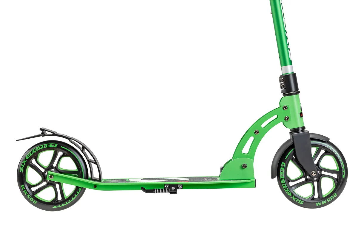 SIX DEGREES Aluminium Scooter 205 mm sparkcykel ljusgrön hopfällbar