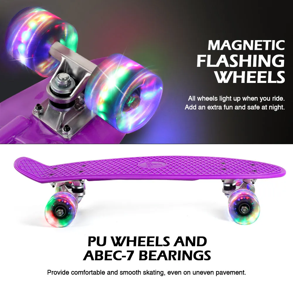 Beleev cruiser skateboard lila LED 22 tum