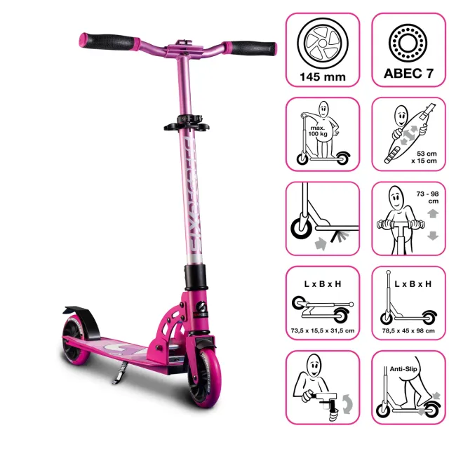 Six Degrees Junior sparkcykel 145 mm rosa ABEC 7
