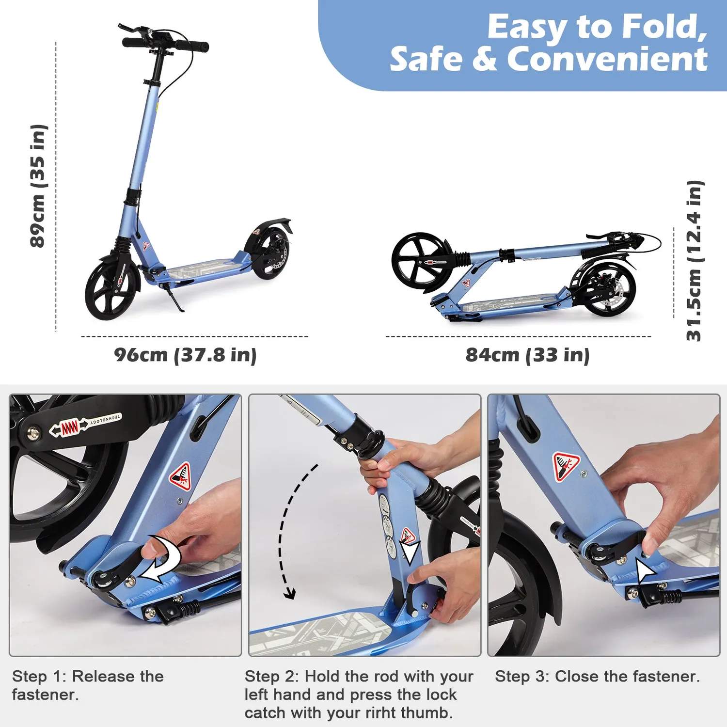 H.yeed sparkcykel ljusblå 200 mm skivbroms dämpning