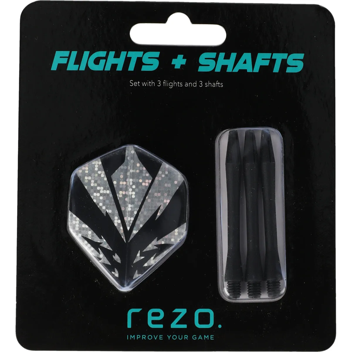 Rezo dartflights och nylonskaft set svart röd