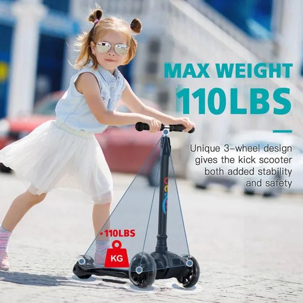 Beleev 3-hjulig sparkcykel blå lysande hjul