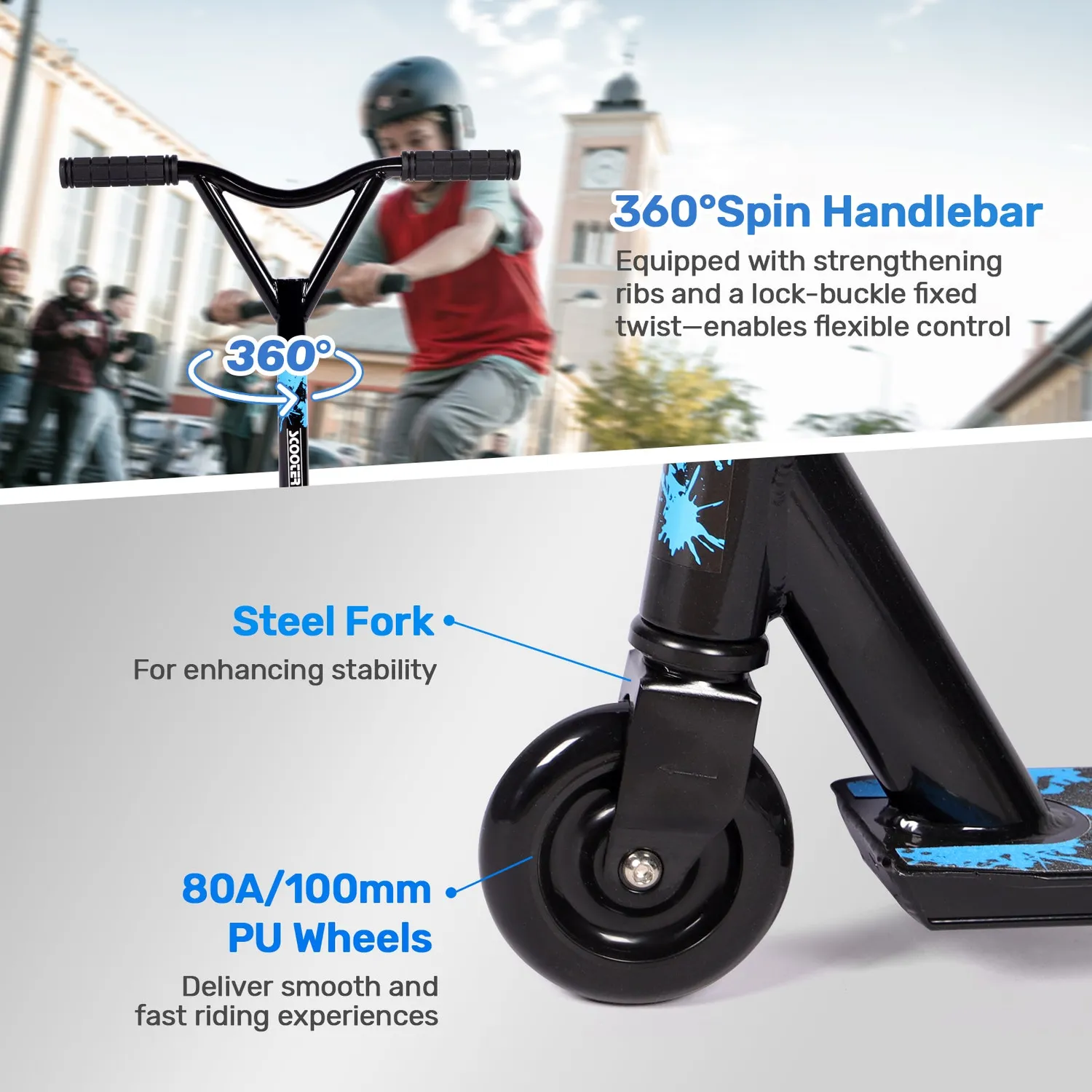 H.yeed Stunt blå tricksparkcykel 100 mm ABEC-9