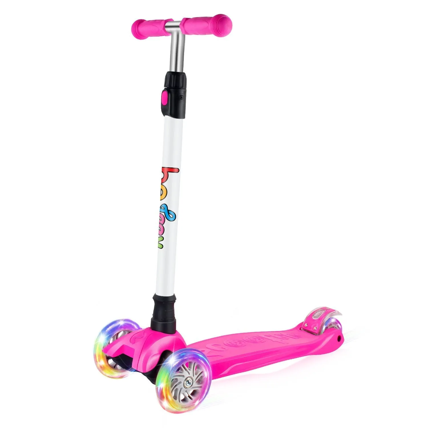 Beleev Meek sparkcykel 3-hjul rosa LED 120 mm