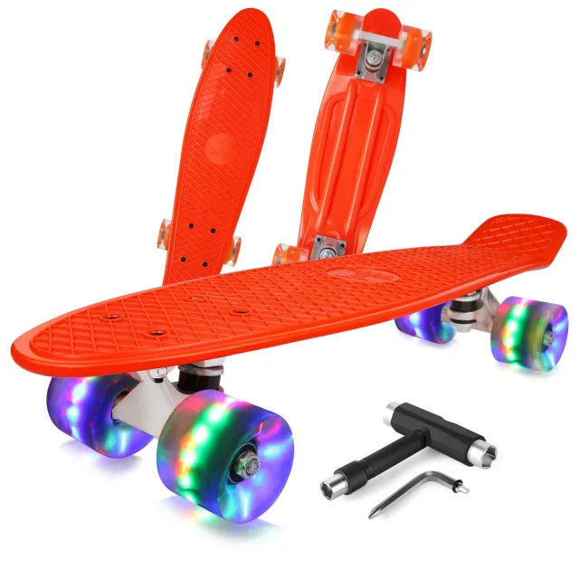 BELEEV minicruiser 22 skateboard orange LED 56 cm