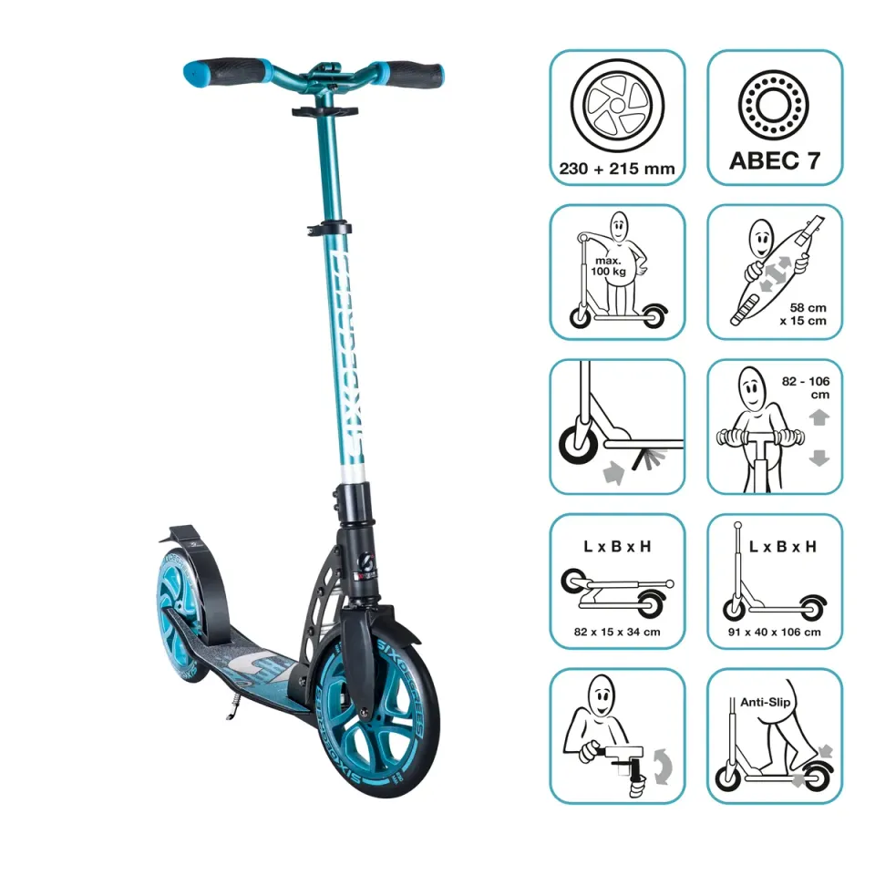Six Degrees sparkcykel aluminium 230/215 mm turkos
