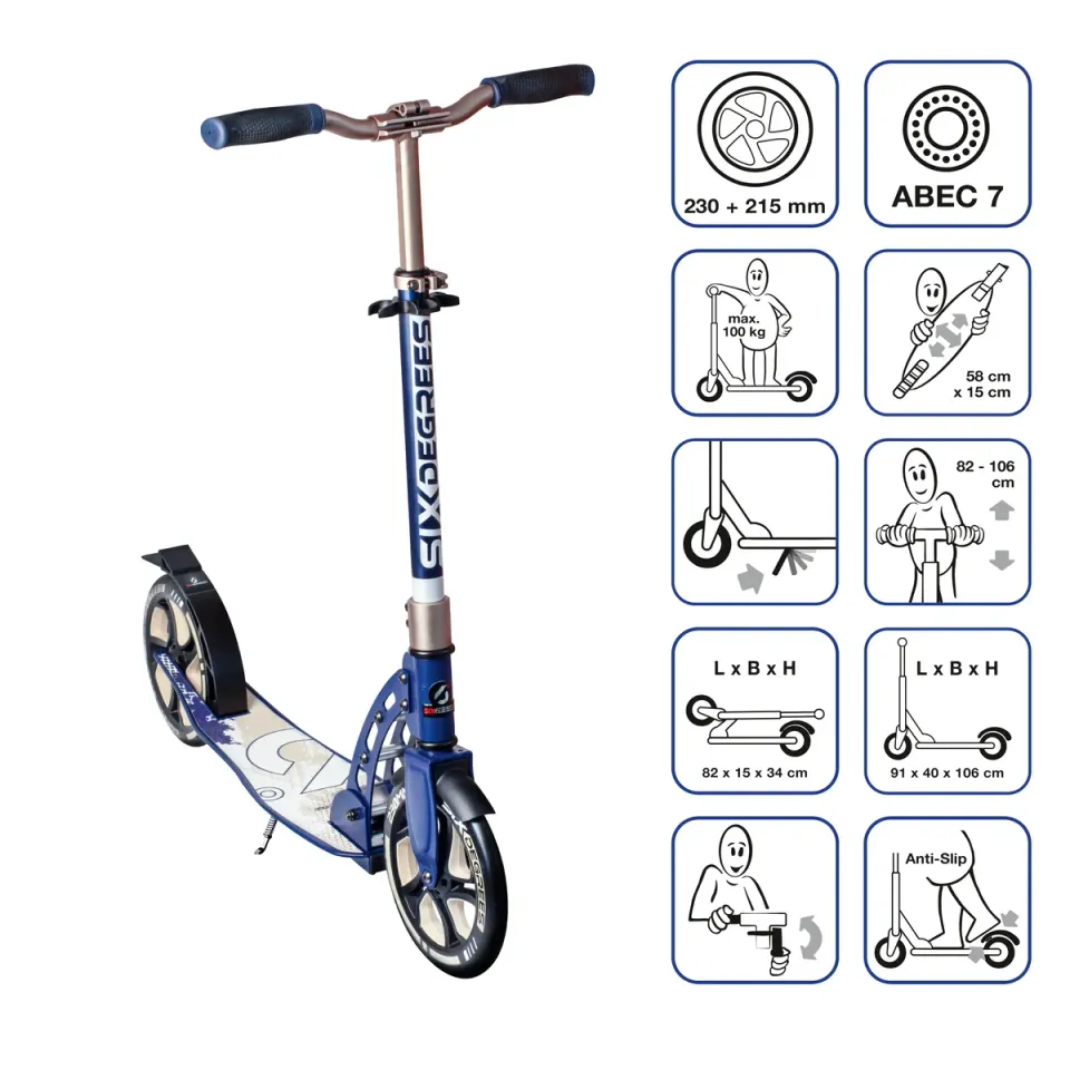 SIX DEGREES sparkcykel 230/215 mm creme PU-hjul