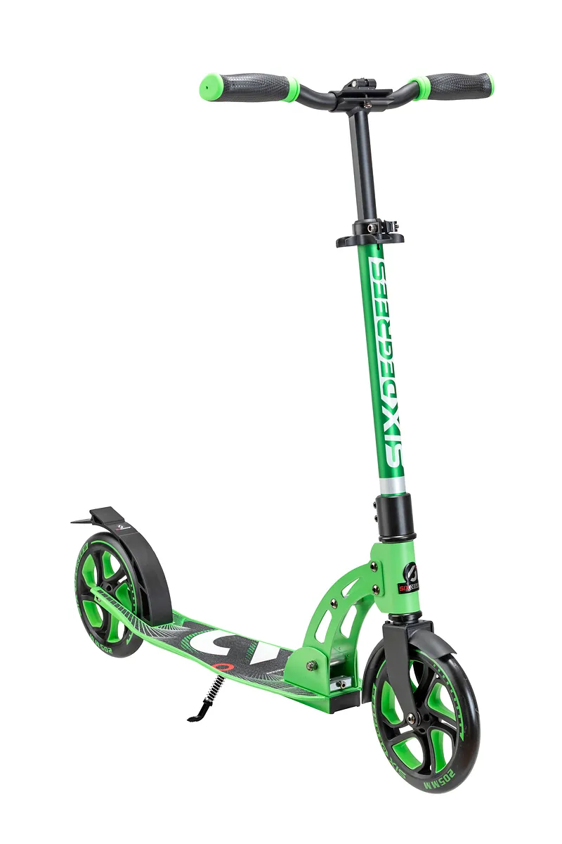 SIX DEGREES Aluminium Scooter 205 mm sparkcykel ljusgrön hopfällbar