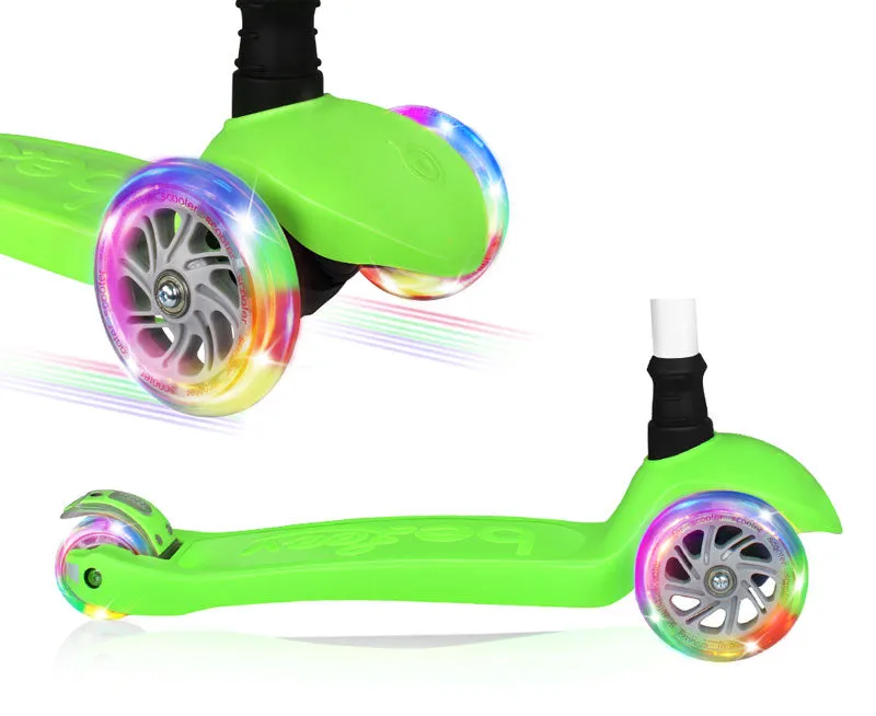 Beleev 3-hjulig sparkcykel grön lysande hjul
