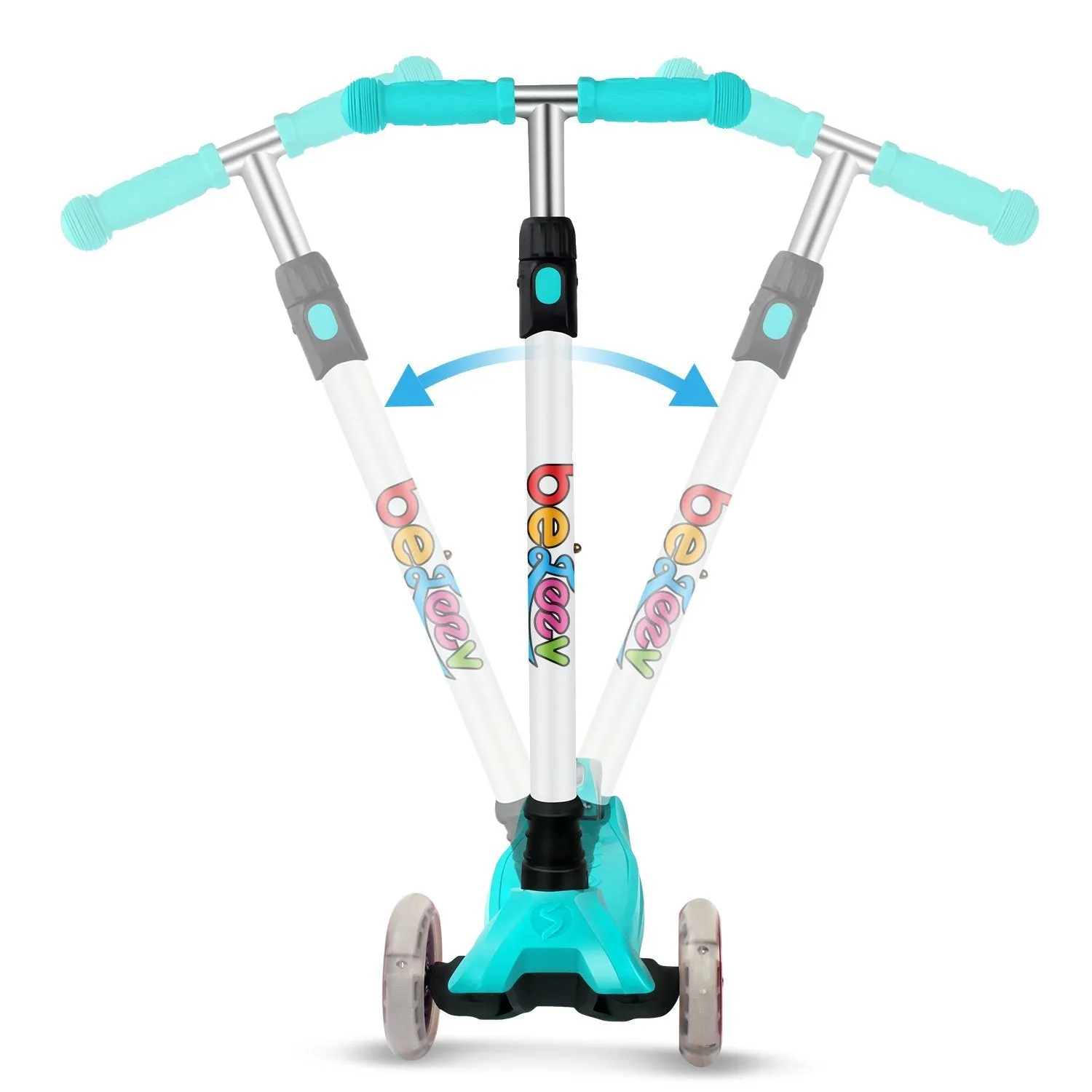 Beleev 3-hjulig sparkcykel barn blå LED-hjul