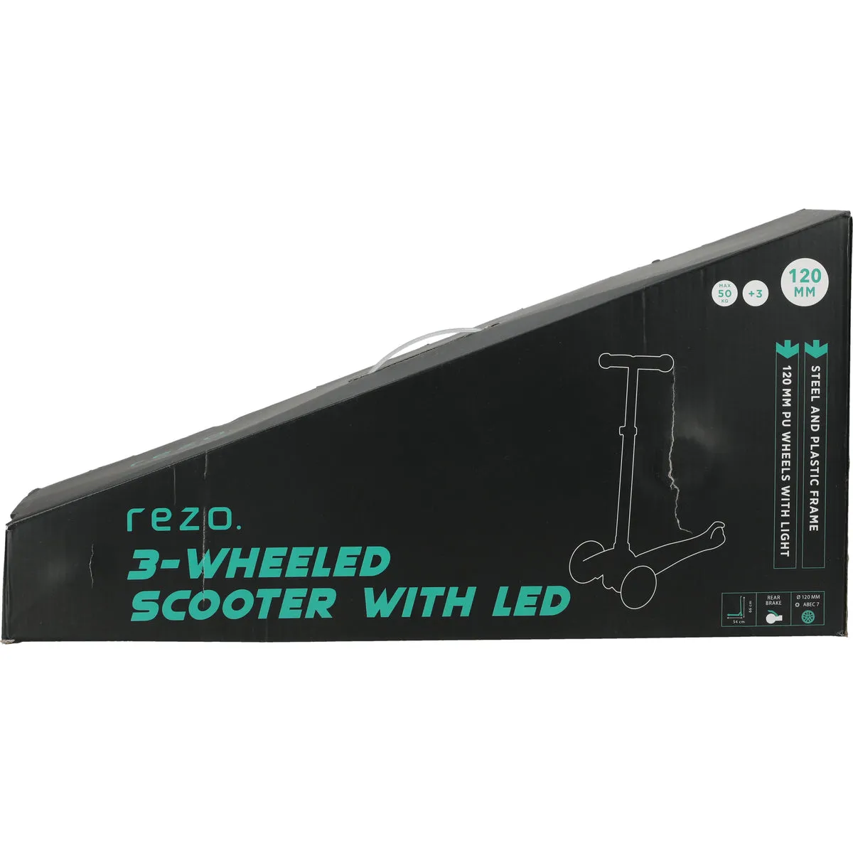 Rezo 3-hjulig barnsparkcykel Black LED-hjul 50kg