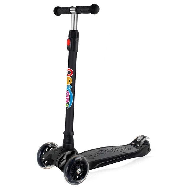 Beleev 3-hjulig sparkcykel svart lysande hjul