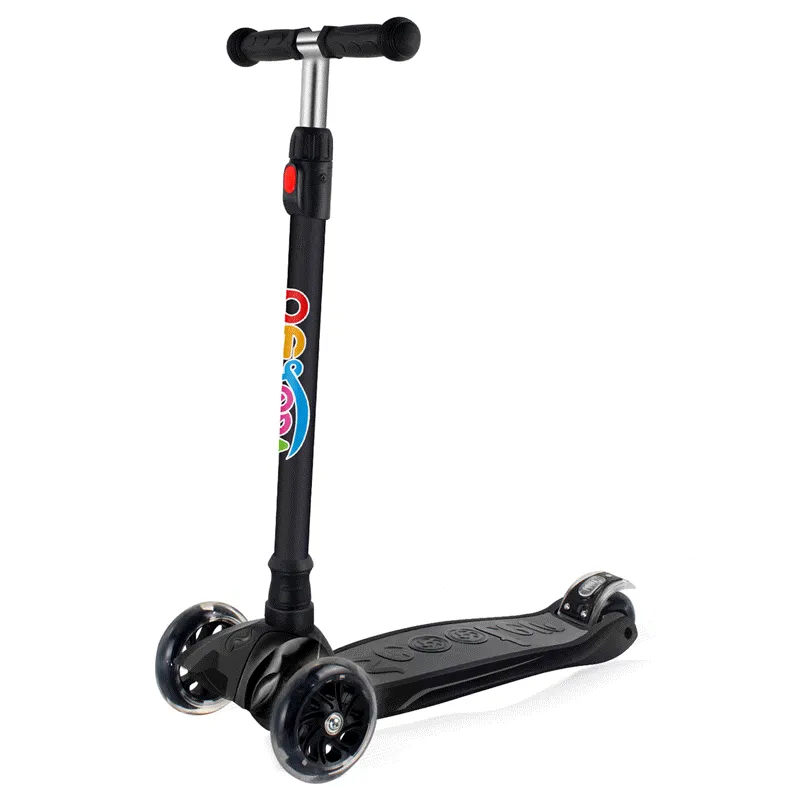 Beleev 3-hjulig sparkcykel svart lysande hjul
