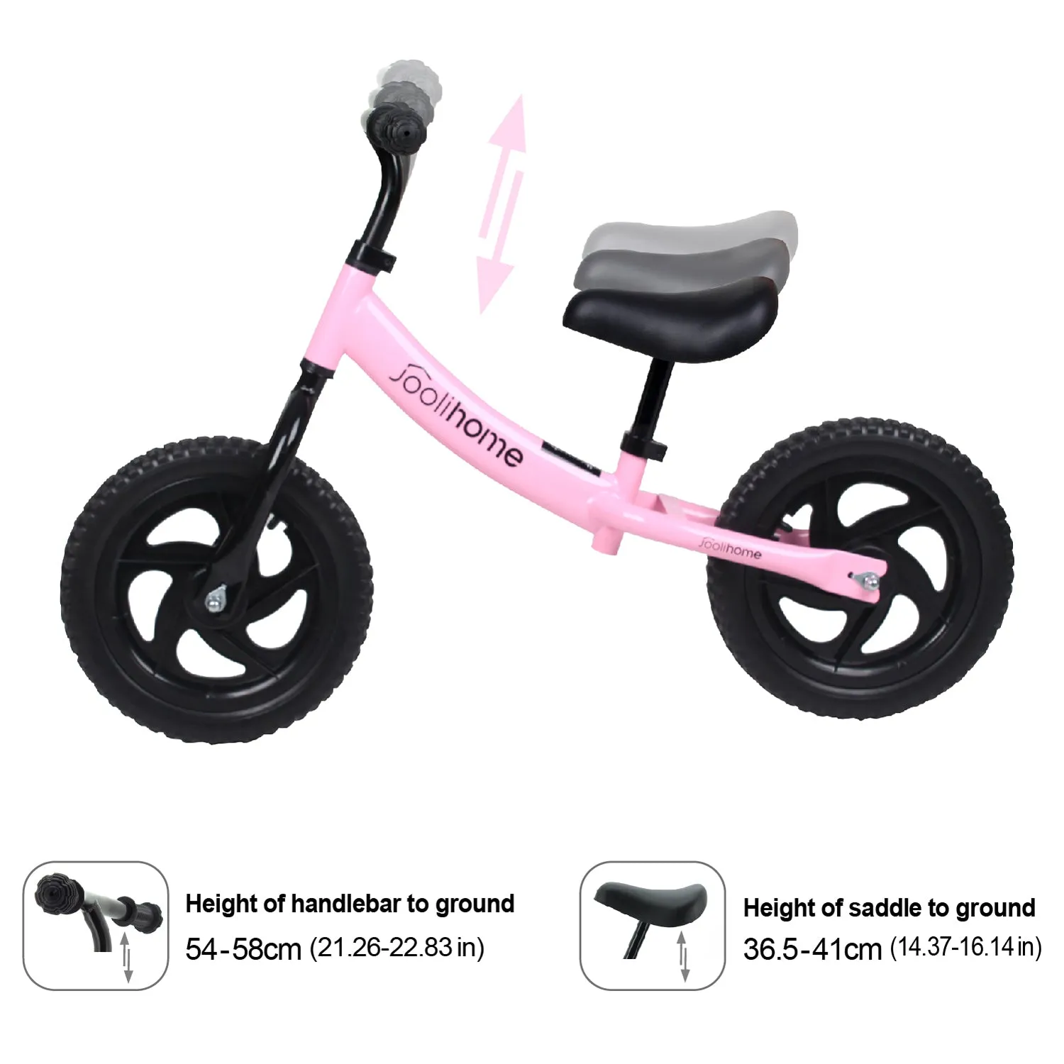 H.yeed 12 tum balanscykel rosa EVA stålram