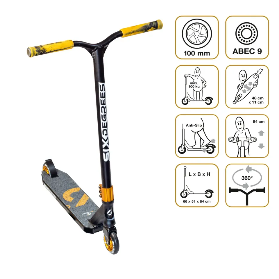 Six Degrees Stunt tricksparkcykel 100 mm svart-koppar
