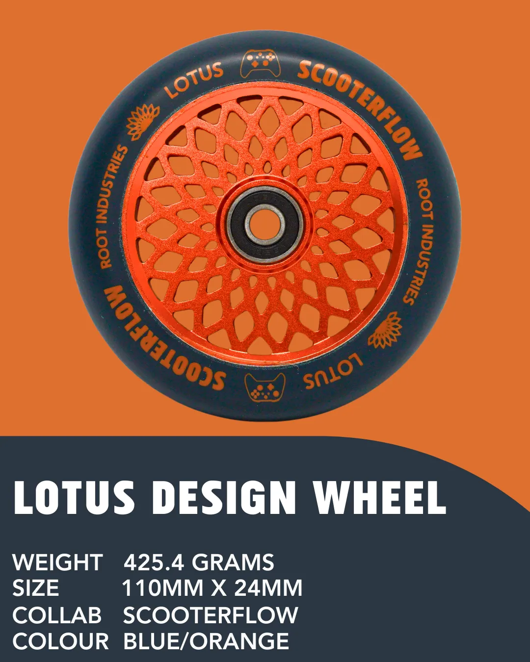 Root Industries Lotus 110mm hjul blå/orange limited