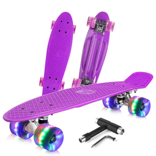 Beleev cruiser skateboard lila LED 22 tum