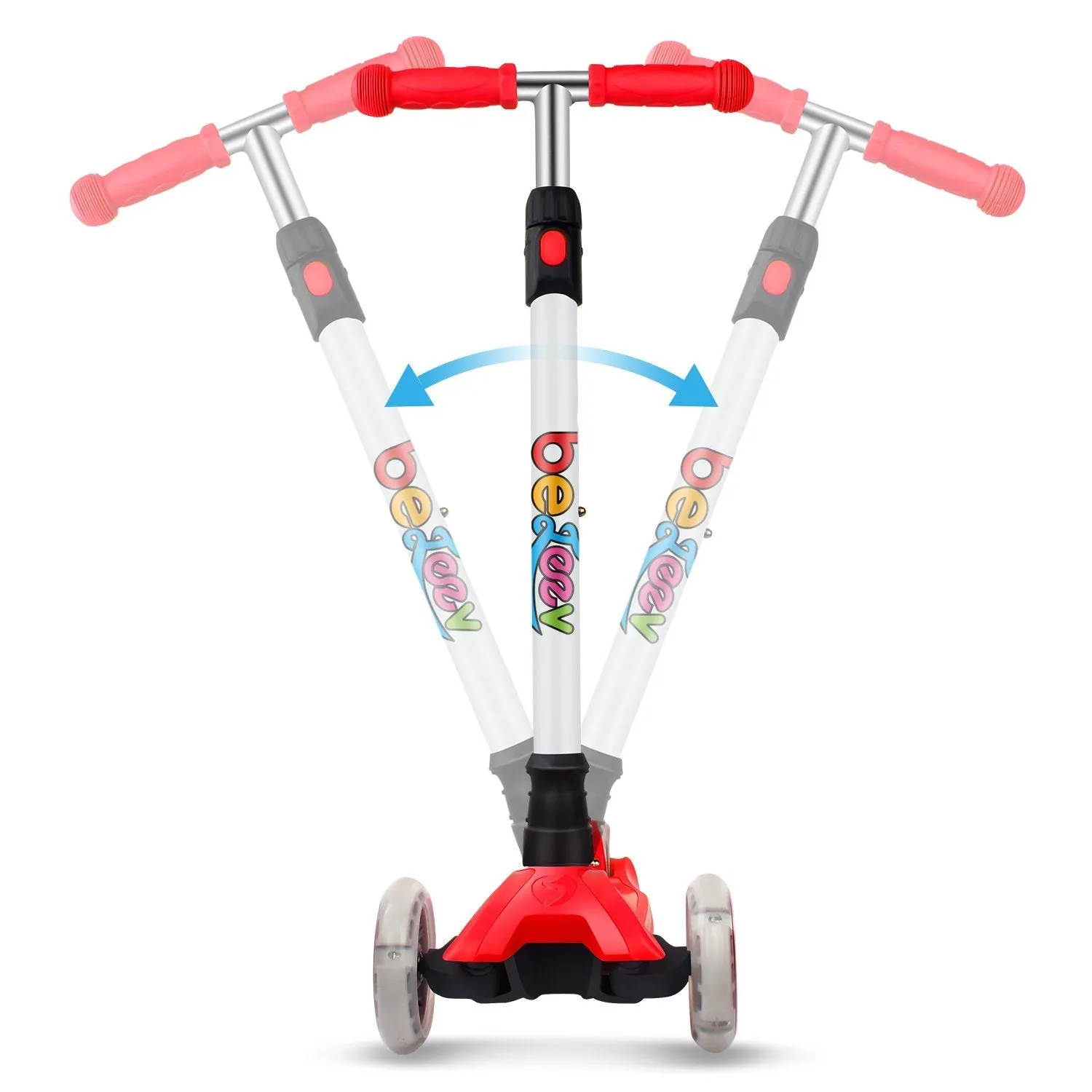 BELEEV 3-hjulig sparkcykel röd LED 120 mm 3-14 år