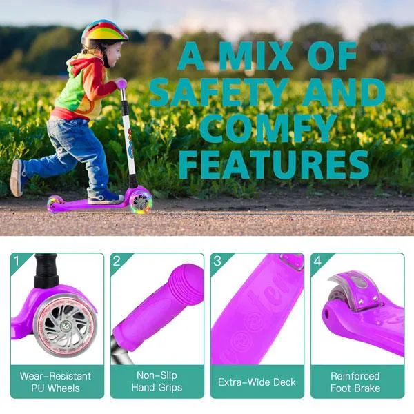 Beleev 3-hjulig sparkcykel blå lysande hjul