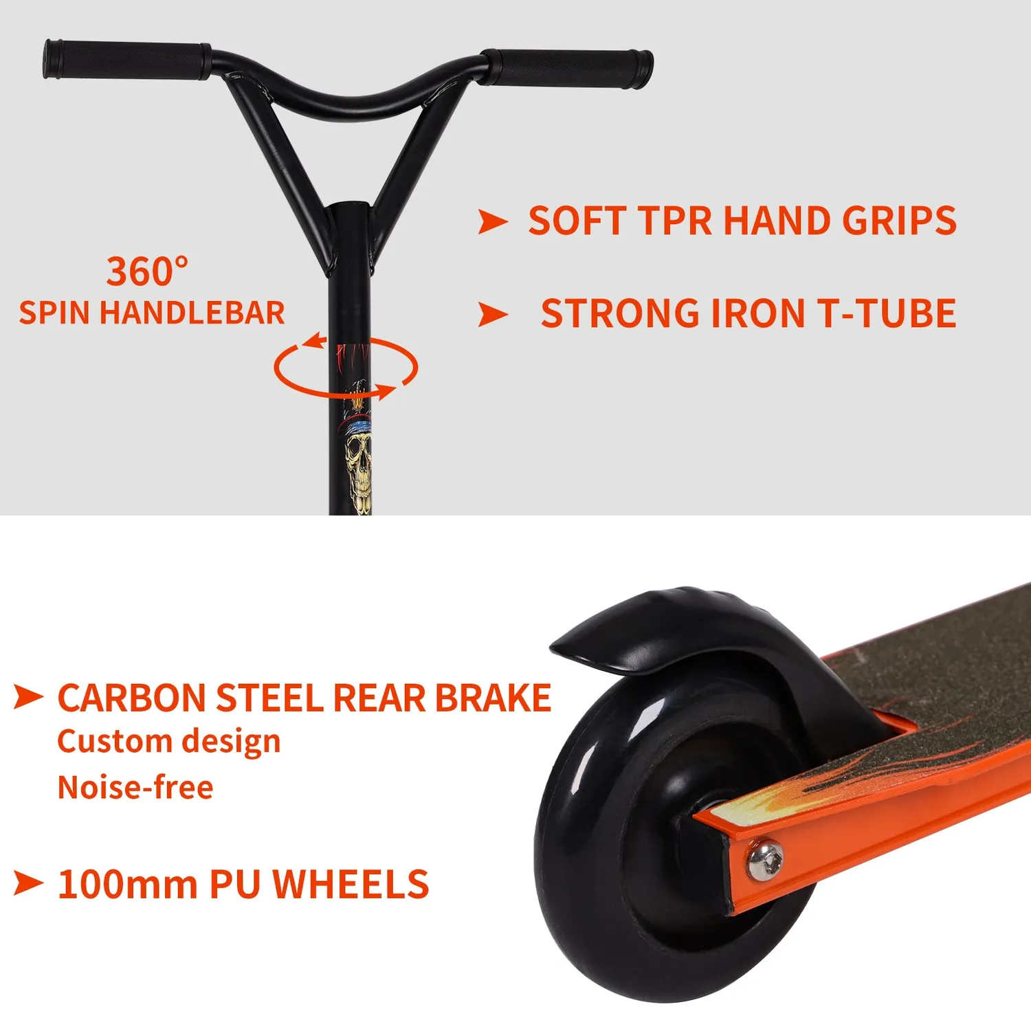 H.yeed stuntscooter orange 100mm ABEC-9