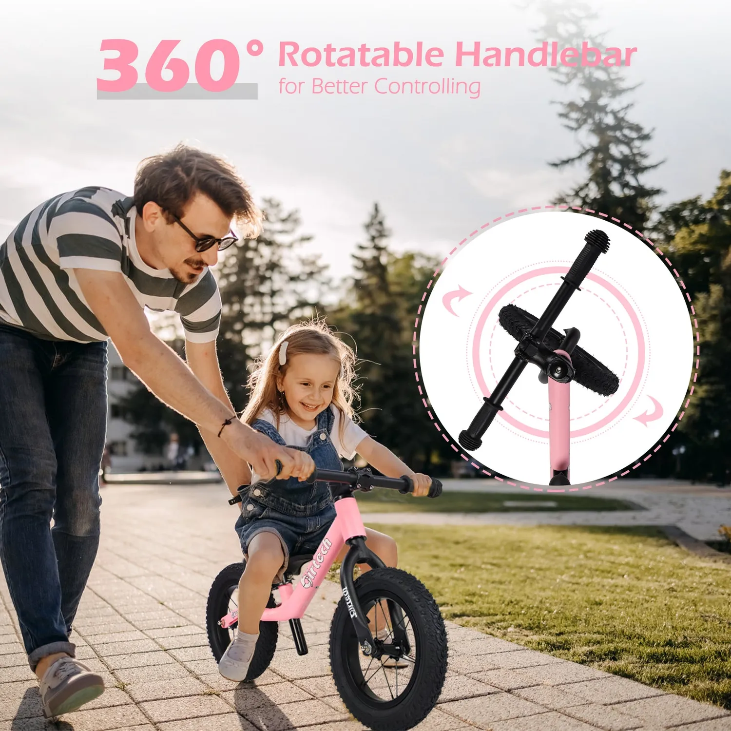 H.yeed Birtech 12 tum balanscykel rosa nylonram luftdäck