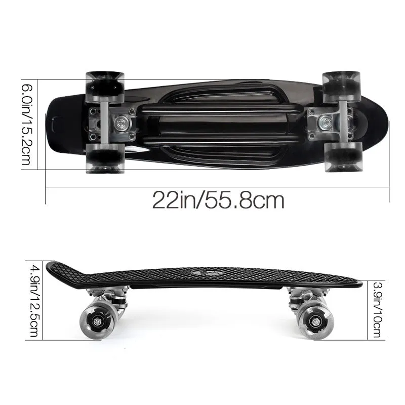 Beleev 22" cruiser skateboard svart LED-hjul