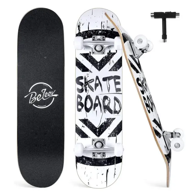 BELEEV 31 skateboard vit 79x20 cm 7-lagers lönn