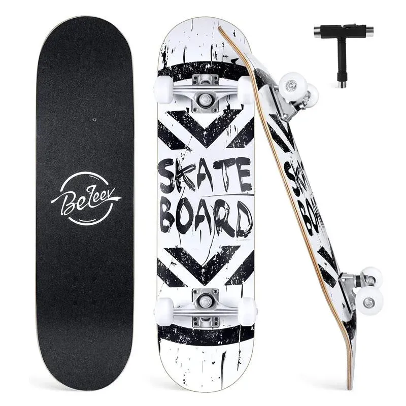 BELEEV 31 skateboard vit 79x20 cm 7-lagers lönn