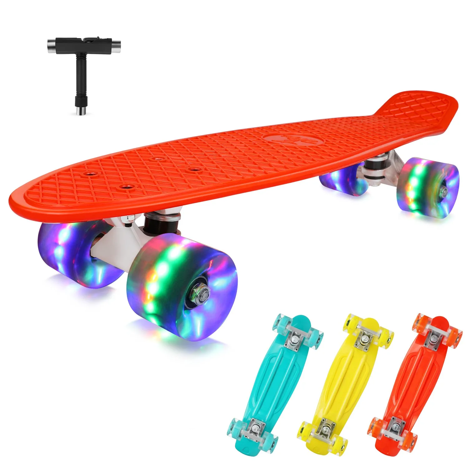 BELEEV minicruiser 22 skateboard orange LED 56 cm