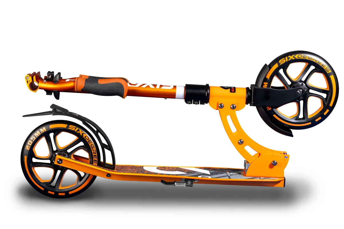 SIX DEGREES Aluminium Scooter 205 mm sparkcykel orange hopfällbar