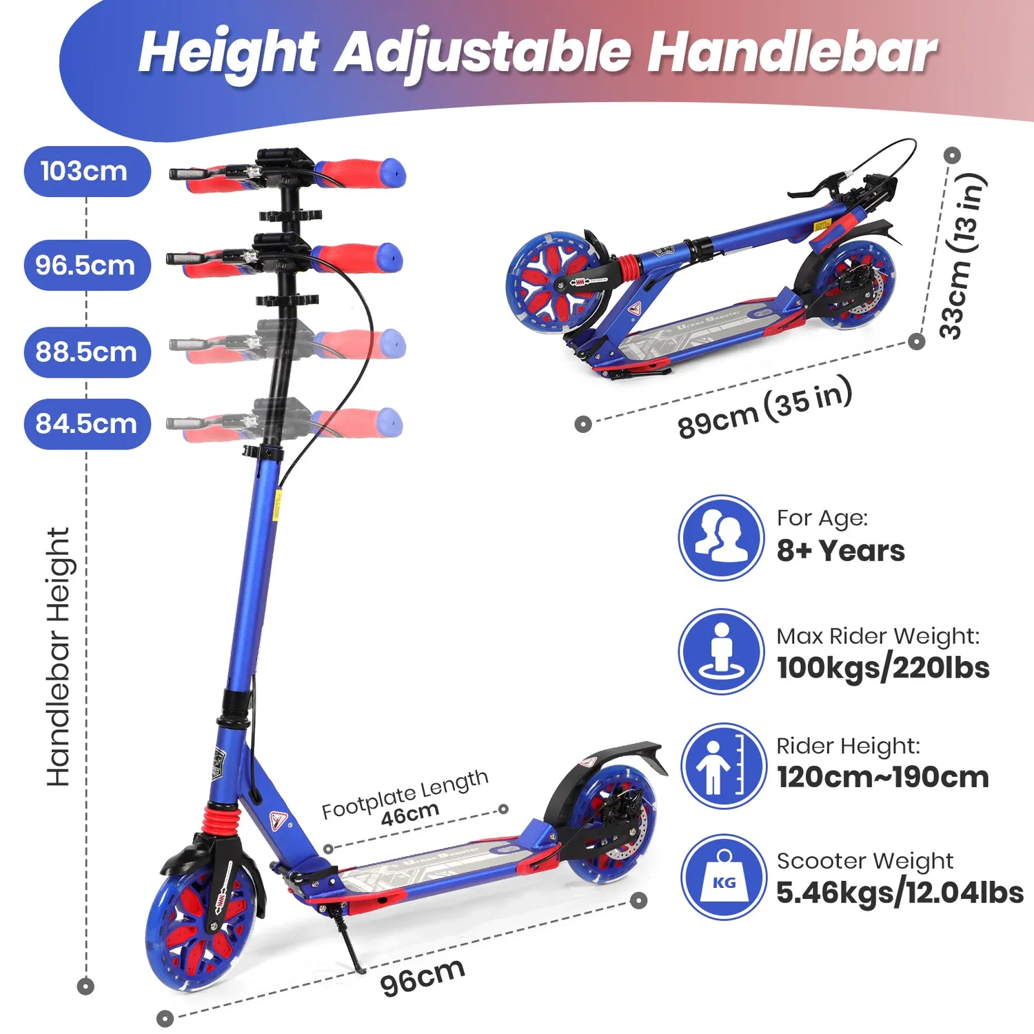H.yeed sparkcykel mörkblå 200 mm LED skivbroms