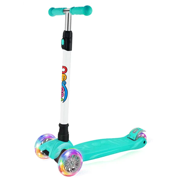 BELEEV trehjulig sparkcykel LED turkos